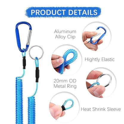 6 PCS Fishing Lanyard Retractable Safety Coiled Lanyard | heavy steel wire inside, equipped with alloy clip, sturdy for pliers and boating tools