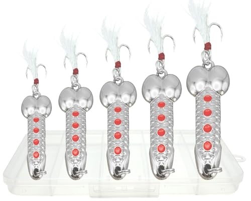 5Pcs Funny Fishing Lures for Men Freshwater Saltwater Fishing Equipment Fishing Spinner Baits for Bass/Trout Gag Gift for Valentine's Day, White Elephant Festival Father's Day - color: Silvery