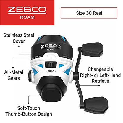 Zebco Roam Spincast Reel and Fishing Rod Combo, 6-Foot 2-Piece Fiberglass Fishing Pole with ComfortGrip Handle, Quickset Anti-Reverse Fishing Reel, Pre-Spooled with 10-Pound Zebco Line - color: Blue