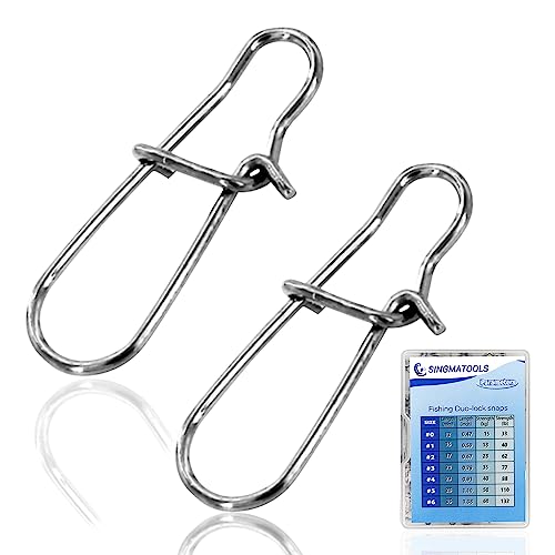 100 Pack Fishing Duo Lock Snap Fishing Snaps and Clips Freshwater Saltwater Fishing Gear Hooked Snap Speed Clips Fishing Lures Connector Quick Change Fishing Snap - size: Size #6(132lb) 100 PCS