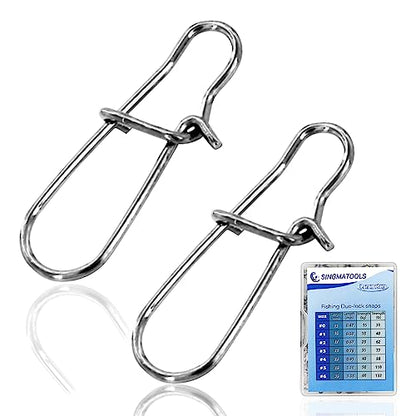 100 Pack Fishing Duo Lock Snap Fishing Snaps and Clips Freshwater Saltwater Fishing Gear Hooked Snap Speed Clips Fishing Lures Connector Quick Change Fishing Snap - size: Size #5(110lb) 100 PCS