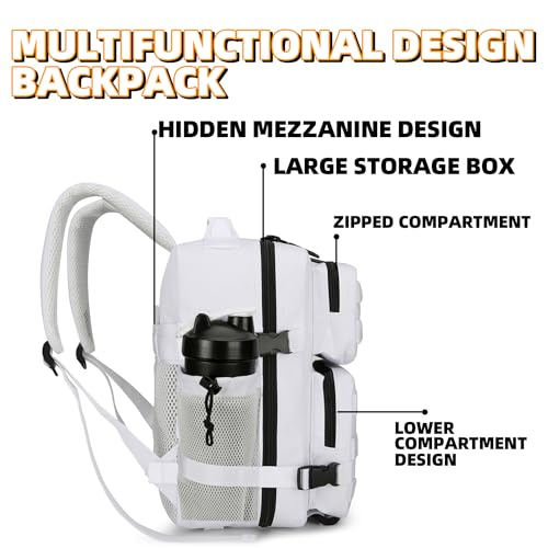 9L Mini Tactical Backpack for Men and Women Tactical Backpack Small for Hiking Small Tactical Bag Fitness Pack - color: White