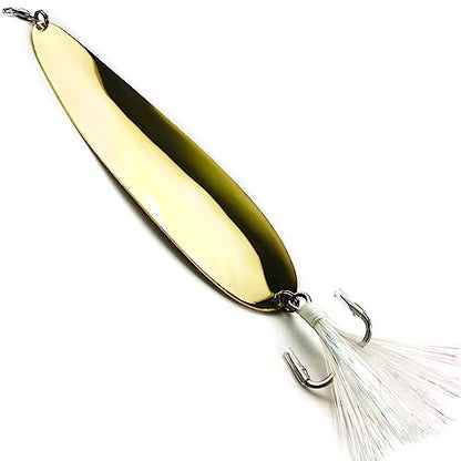 Magnum Flutter Spoon Jigging Lures, 8-9 Inch Large Hard Metal Sinking Trolling Casting Striper Fishing Spoon Baits for Striped Bass, Salmon, Walleye, Saltwater, Freshwater, Deep Sea Fishing - color: Classic - Gold Large Spoon, size: A - 8" Classic - 3.7oz