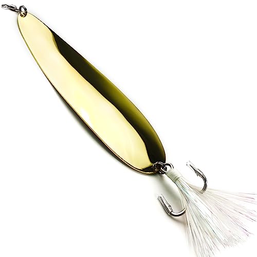 Magnum Flutter Spoon Jigging Lures, 8-9 Inch Large Hard Metal Sinking Trolling Casting Striper Fishing Spoon Baits for Striped Bass, Salmon, Walleye, Saltwater, Freshwater, Deep Sea Fishing - color: Classic - Gold Large Spoon, size: B - 9" Classic - 4.7oz