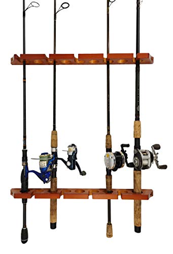Old Cedar Outfitters Solid Pine Horizontal Ceiling Rack for Fishing Rod Storage, Holds up to 9 Fishing Rods, CPR-009 - color: Pine 9 Rods
