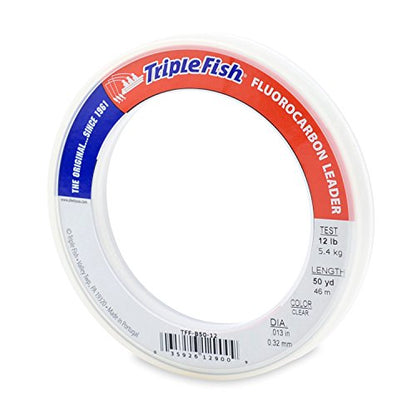 Triple Fish 100% Fluorocarbon Fishing Leader - Clear Invisible Strong and Heavy Duty Highly Abrasion Resistant, Fast Sinking Freshwater & Saltwater - style: 12 Lb, 50 Yd Bracelet