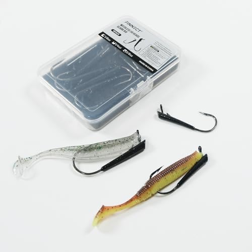 15-Pack Ozark Rig Weedless Jig Heads, 3/0 5/0 Texas Rig Hooks, Saltwater & Freshwater Fishing Hooks, 1/8oz, 1/4oz, 3/8oz Options - size: 1/8oz-15Pack