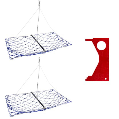 Dr.Fish Foldable Crab Trap with Gauge and Bait Clip, Castable Crab Crawfish Trap Snare Crabbing Net for Crayfish Lobster Minnow - color: 2 Crab Traps with Gauge