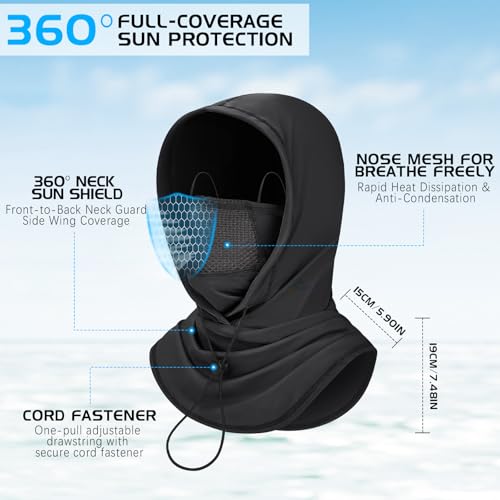 GXCROR Cooling Breathable Balaclava Face Mask Sun UV Protection Hood Shiesty Mask for Cycling Fishing Running - color: Black+white