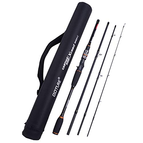 Goture 4-Piece Travel Carbon Fishing Rod M/MH Action 6.6-12ft Multi-Colors | Goture multi-spec travel fishing rods adopt upgraded high-grade carbon fiber blank with premium Fuji line guides - color: Black, size: Casting/7'-Moderate-Fast/Medium