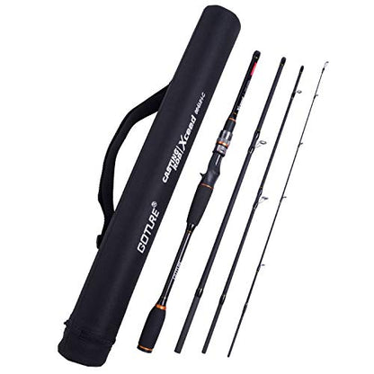 Goture 4-Piece Travel Carbon Fishing Rod M/MH Action 6.6-12ft Multi-Colors | Goture multi-spec travel fishing rods adopt upgraded high-grade carbon fiber blank with premium Fuji line guides - color: Black, size: Casting/7'-Moderate-Fast/Medium