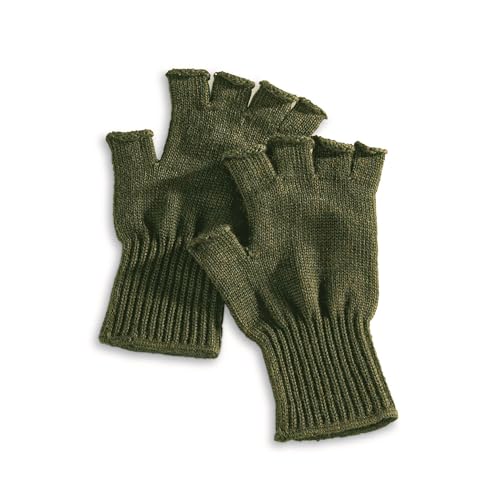 M MCGUIRE GEAR GI Wool Fingerless Gloves, Half Finger Outdoor Tactical Glove Insert - Ski Glove Insert Made in USA - color: Od Green