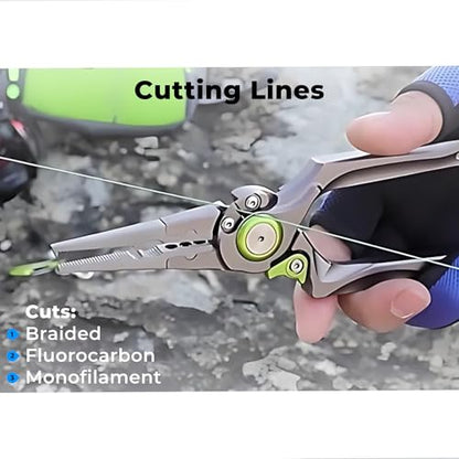 Fishing Pliers Hook Remover Split Ring Line Cutter Fishing Tool Multifunctional Tool Ergonomic Handle Fishing Saltwater Corrosion Resistance Safety Lock Camping