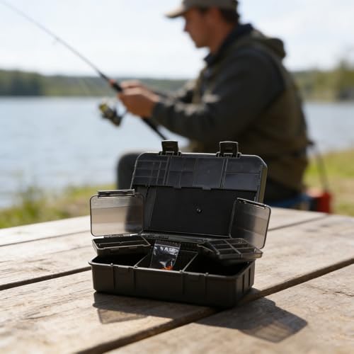 Carp Tackle Box Fishing Rig Organizer with Scale Terminal Tackle Storage for multi Compartment Bait Box Portable Gear Case Hook Swivel Holder Outdoor Angling Equipment for Small Parts Green