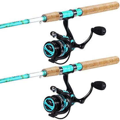 Sougayilang Fishing Rod and Reel Combo, 2-Piece 5-Foot 6-Inch Graphite & Fiberglass Rod, Durable and Strong, Quickset Anti-Reverse Fishing Reel (1Pack/2Pack) - color: Spinning Combo - 2 PACKS