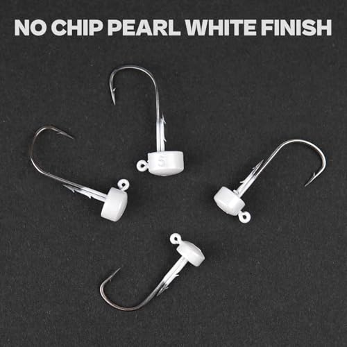 Ned Rig Jig Heads, 20 Pack Finesse Mushroom Jig Hooks Kit for Bass Fishing 1/16 3/32 1/8 3/16oz - style: White - 3/16oz, 20 Packs