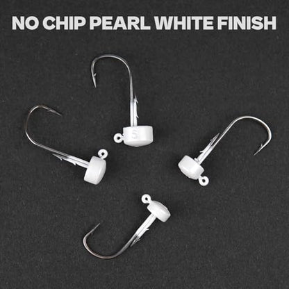 Ned Rig Jig Heads, 20 Pack Finesse Mushroom Jig Hooks Kit for Bass Fishing 1/16 3/32 1/8 3/16oz - style: White - 1/16oz, 20 Packs