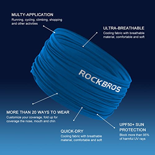 ROCKBROS Cooling Neck Gaiter Bandana Face Mask for Men Neck Gaiters Summer Half Face Scarf Cover Sun UV Protection - color: Blue