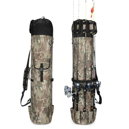 Fishing Pole Bag Rod Case, Folding Fishing Pole Bag Fishing Gear - color: Green Caomo