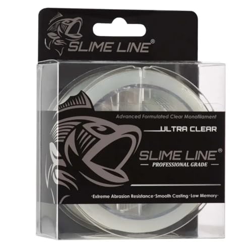 Slime Line Ultra Clear Monofilament Fishing Line - Strong, Low Memory, Smooth Casting, High Abrasion Resistance Pro-Grade Mono Line, Bulk Spools