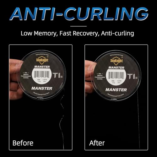 SeaKnight Fluorocarbon Fishing Line, MANSTER T1 II 100M/110Yds Clear Fishing Leader Line - Virtually Invisible, Faster Sinking Line 3-35LB - size: 3.5#: 16LB(7.3KG) 0.309mm