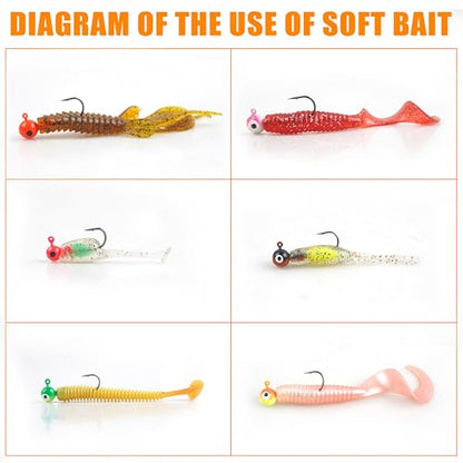 Fishing Jig Head Hooks Set, 20/40pcs Assorted Painted Round Jig Heads with Big Eyes 3/8 1/4 1/8 1/16 1/32oz Crappie Jig Heads for Bass Trout Walleye Freshwater Saltwater Fishing - style: 1/4oz-40pcs