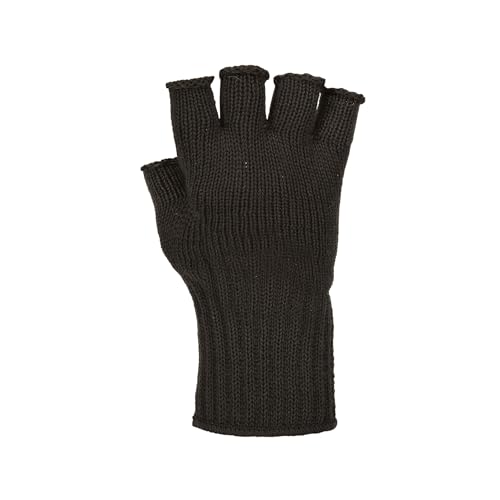 M MCGUIRE GEAR GI Wool Fingerless Gloves, Half Finger Outdoor Tactical Glove Insert - Ski Glove Insert Made in USA - color: Black