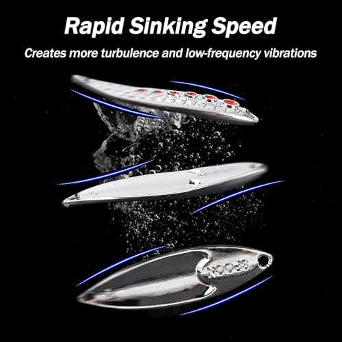 Fishing Lures 10pcs Spoon Spinner Baits FS/YE-09 | with Rooster Tail Treble Hook,Zinc Alloy Fishing Spoons,for Bass Trout Pike Walleye Salmon, Freshwater Saltwater - size: 2.17'',0.53oz