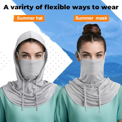Funtery Summer Cooling Balaclava Mask, UV Protection Hood Mask Breathable Cycling Face Cover Full Head Scarf for Men Women - color: Black, White, Dark Grey and Light Grey