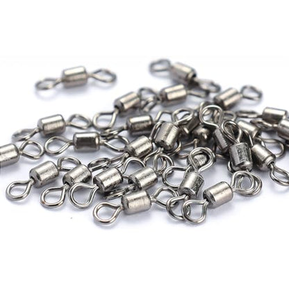 50Pcs Fishing Line Connector, High Strength Fishing Barrel Swivels Set Stainless Steel Ball Bearing Swivel Rolling Bearing Snap Connector for Saltwater Freshwater Fishing Tackle Accessories