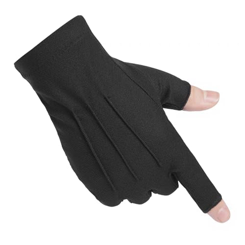 Men Summer Fingerless Gloves Lightweight Half Finger Sunblock Gloves for Outdoor Hiking Driving Cycling - color: Black