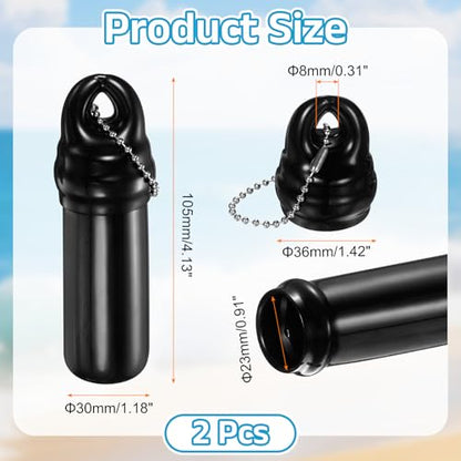 uxcell Floating Keychain, Float Key Ring Holder with Waterproof Container, Float Key Pendant for Fishing - color: Black