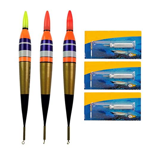 QualyQualy Led Lighted Bobbers Fishing Floats and Bobbers Light Up Bobbers Night Lighted Bobbers for Night Fishing 1/8oz 1/4oz 3/8oz 3Pcs - color: 3Pcs Size 2