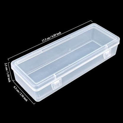 8 Pack Rectangular Clear Plastic Storage Containers | Hinged Lid, For Beads and Small Craft Items, 6.89 x 2.56 x 1.38 inch - size: 6.89 x 2.56 x 1.38 inch