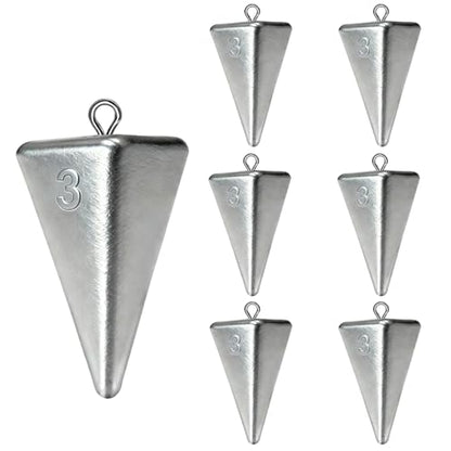 Fishing Weights Pyramid Sinkers Kit Bullet Fishing Weights Sinkers for Ocean Saltwater Surf Fishing Gear Tackle 1oz 2oz 3oz 4oz - color: 3oz-6pcs