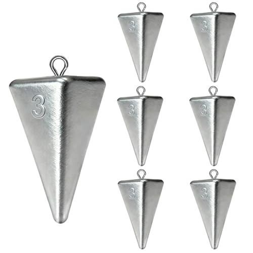 Fishing Weights Pyramid Sinkers Kit Bullet Fishing Weights Sinkers for Ocean Saltwater Surf Fishing Gear Tackle 1oz 2oz 3oz 4oz - color: 3oz-6pcs