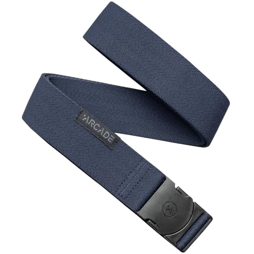Arcade The Original Unisex Adventure Belt, Heavy Duty Elastic Webbing, Non-Metal Travel Friendly Buckle - color: Navy, size: Standard (Up to 40"); 1.5" Wide