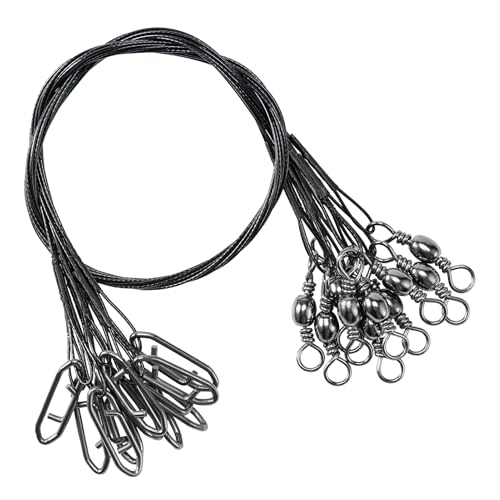 QISHUO Stainless Steel Fishing Leaders Strength Rigs Saltwater Fishing Leader Heavy Snap Lure Wire Leaders Line Black Nickel - size: Size #5 (11.8in-60lb) 30pcs