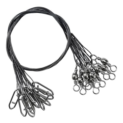 QISHUO Stainless Steel Fishing Leaders Strength Rigs Saltwater Fishing Leader Heavy Snap Lure Wire Leaders Line Black Nickel - size: Size #1 (5.9in-20lb) 50pcs