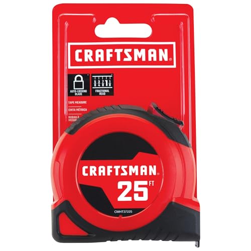 CRAFTSMAN 25-Ft Tape Measure with Fraction Markings, Retractable, Self-Locking Blade (CMHT37225)