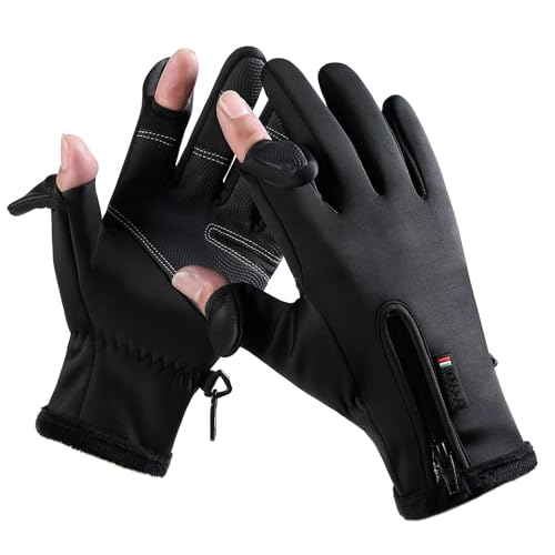 Women's Men's Winter Gloves, Cold Weather Warm Gloves,Running,Hiking,Fishing,Hunting,Finger Touch Screen Gloves - color: Black, size: XX-Large