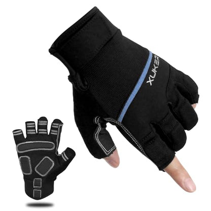 XUKER Half Finger Padded Palm Water Gloves, Anti-Slip Quick Dry for Kayak SUP Dive Ski - color: Black, size: Medium