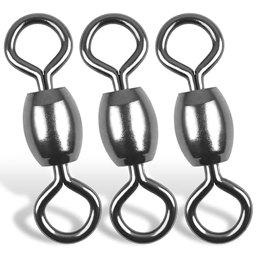 AGOOL Fishing Barrel Swivels, 50/150pcs Rolling Ball Bearings Fishing Swivels Fishing Tackle High Strength Copper with Stainless Steel Rings Line Lure Leaders Connectors 30LB-88LB - size: 2#