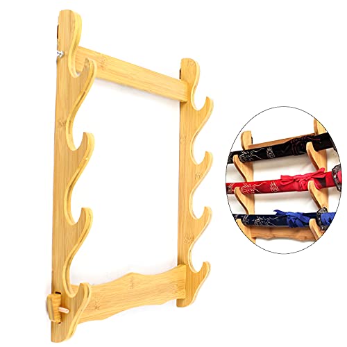 4-Layer Wall Holder Sword Stand Display Stand Bamboo Wall-Mounted Storage Rack for Sword, Flute, Fishing Rod, Living Room Decoration