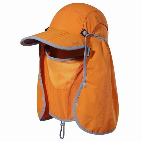 GADIEMKENSD UPF 50+ Folding Fishing Hat 360 Outdoor Sun Hat - color: Orange