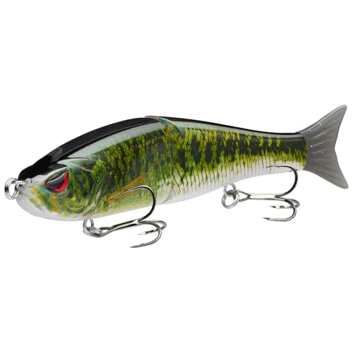 Bassdash SwimShad Glide Baits Jointed Swimbait Bass Pike Salmon Trout Muskie Fishing Lure,3-Pack - color: Largemouth Bass +Blue Mackerel +Yellow Mackerel, size: 7in/2.2oz