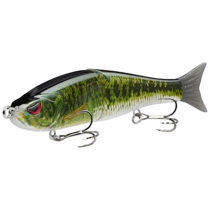 Bassdash SwimShad Glide Baits Jointed Swimbait Bass Pike Salmon Trout Muskie Fishing Lure,3-Pack - color: Largemouth Bass +Blue Mackerel +Yellow Mackerel, size: 4.5in/0.65oz