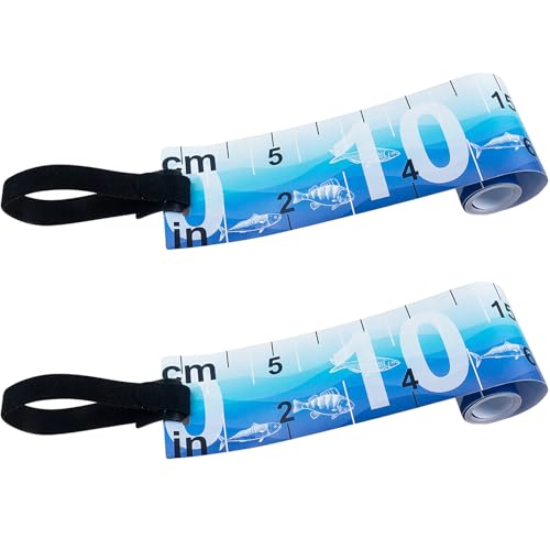 35in Fish Ruler Waterproof Fish Measuring Tape Foldable Fishing Ruler | 2 Packs Portable Folding Fishing Tape Measure with Storage Strap, Fish Measuring Tool for Boats Kayaks Coolers (Blue)