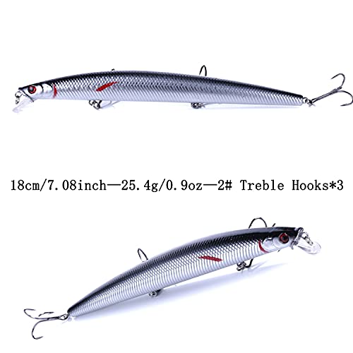Jerk Baits for Bass Fishing, Jerkbait Fishing Lures, Minnow Lures Jerk Bait for Freshwater/Saltwater Fishing Lures for Trout Pike, 5pcs/10pcs with Box - color: K:7.08in/0.9oz/5pcs