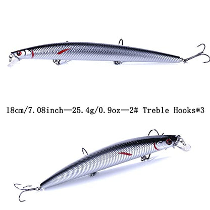 Jerk Baits for Bass Fishing, Jerkbait Fishing Lures, Minnow Lures Jerk Bait for Freshwater/Saltwater Fishing Lures for Trout Pike, 5pcs/10pcs with Box - color: K:7.08in/0.9oz/5pcs